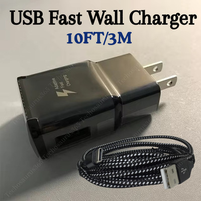 USB Fast Charger Wall Block 10Ft Type C Charging Cable For Samsung Android Cord