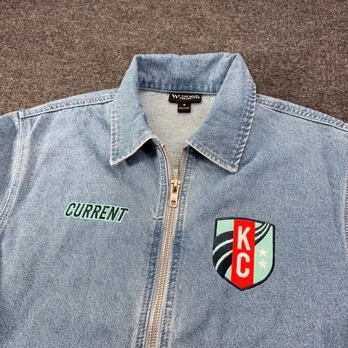 The Wild Collective Kansas City Current Denim Jacket Light Wash Blue Small NWSL image 2