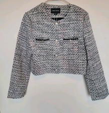 NWT Urban Revivo Womens Tweed Jacket Blazer Button Front Cropped Size XXL