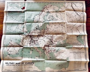Vintage 1917 Us Military Map Of Europe Mint