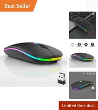 Rechargeable Wireless Bluetooth Mouse with 7-Color LED - Silent Slim Design