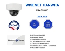 Samsung Wisenet Hanwha 4K 8MP Outdoor Vandal AI Camera 4.4-9.3mm XNV-C9083 NDAA