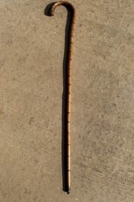 Antique VTG 36" Japanese Bamboo Cane Crook Handle Walking Stick Carnival