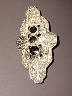 vintage silberson markasit schwarzer onyz brooche