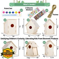 ILHSTY 6 DIY Bird House Kits Kids Crafts Wood Build Paint Children Art Party