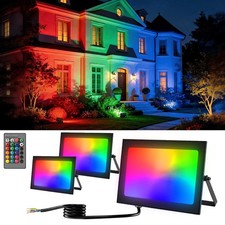 30W-100W RGB LED Flood Light IP66 Outdoor Color Changing Garden Spotlight Lamp