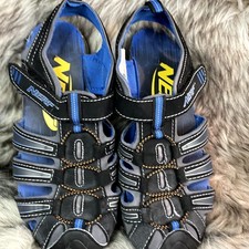 NERF Big Boys Sandals Size 5 Fits Women's 8.5 Black Blue hook  loop