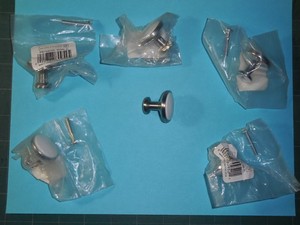 Knobs, NEW, satin nickel and white ceramic, 23 or fewer, only  $1 each