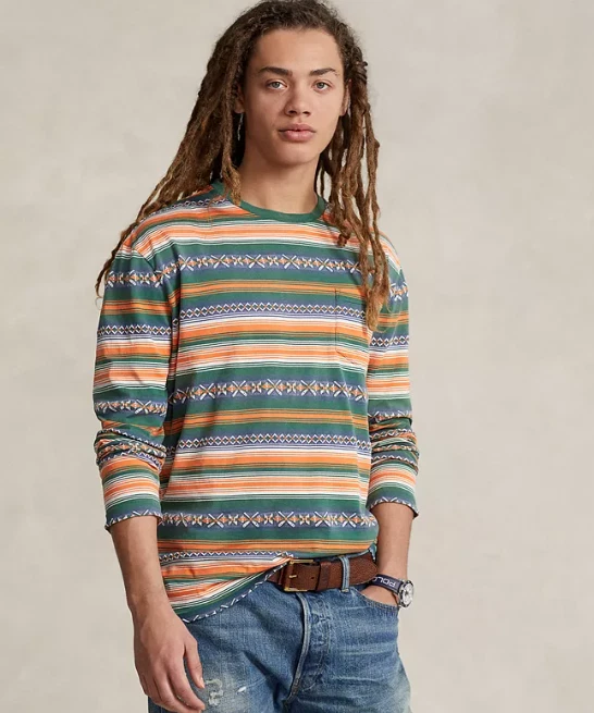 Мужская футболка Polo Country Ralph Lauren размер XL в полоску жаккардовая Southwestern Western - Изображение 2 из 4