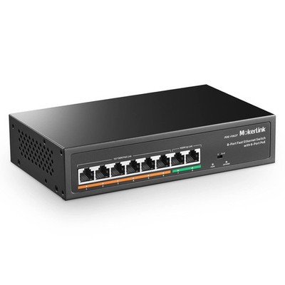 MokerLink 8 Port PoE Switch mit 6 PoE+ Port, 2 Uplink, 100Mbps, IEEE802.3af/at