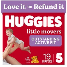 Huggies Little Movers Diapers Size 5, 19 Count White