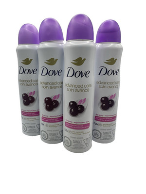 4X! Dove Advanced Care Antiperspirant Dry Spray 3.8 oz Acai Berry Lotus Flower