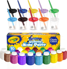 Kids Painting Set - Washable Non-Toxic Paints with Brushes and Cups