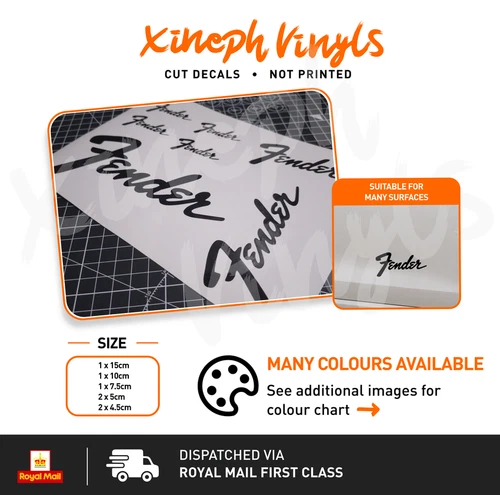 Fender Guitar vinyl sticker decal sheet set headstock amp car window optional