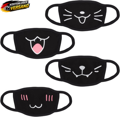 4er Set Baumwoll-Mundschutz Masken Kawaii Anime Cosplay für Kinder Frauen Männer