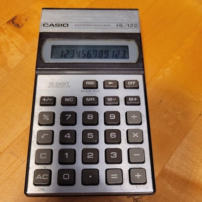 Vintage CASIO Calculator HL-122 12-Digit Battery Powered Tested Made Japan 1986