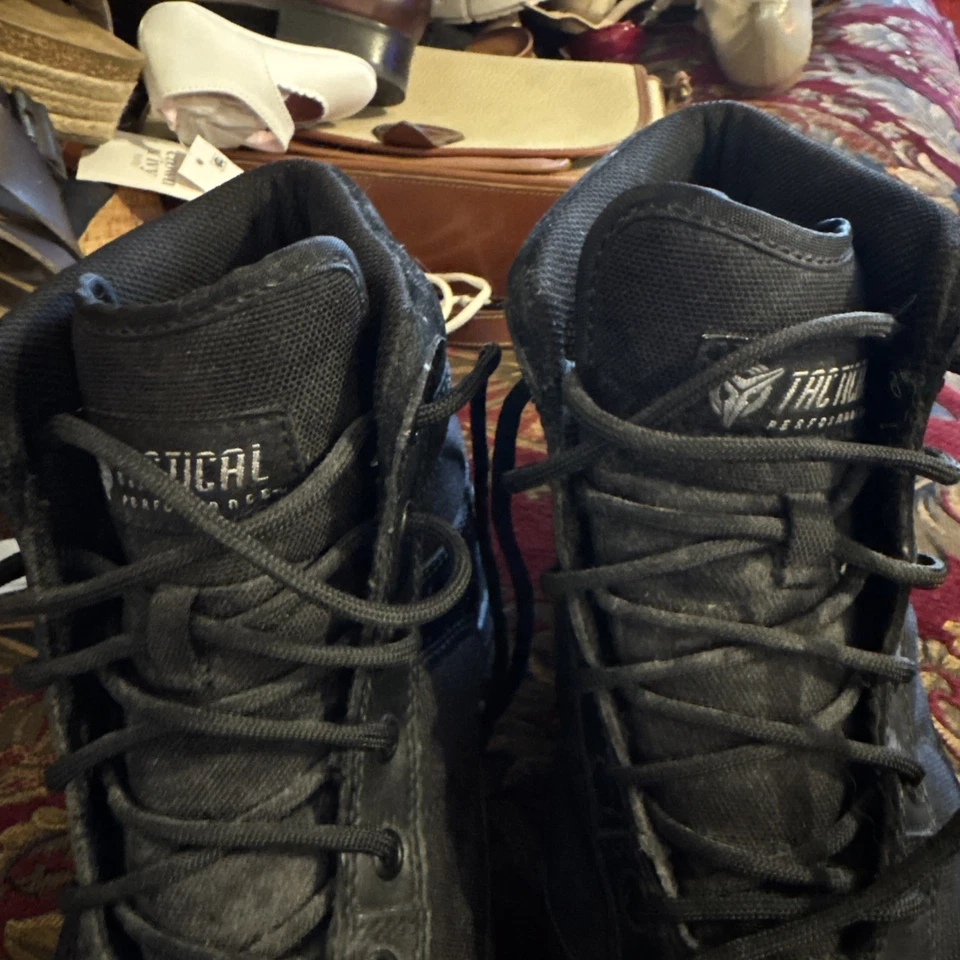 Tactical Performance Black Leather Steel Toe Combat Hiking Boot Shoes Men 9.5 - Image 3 of 4