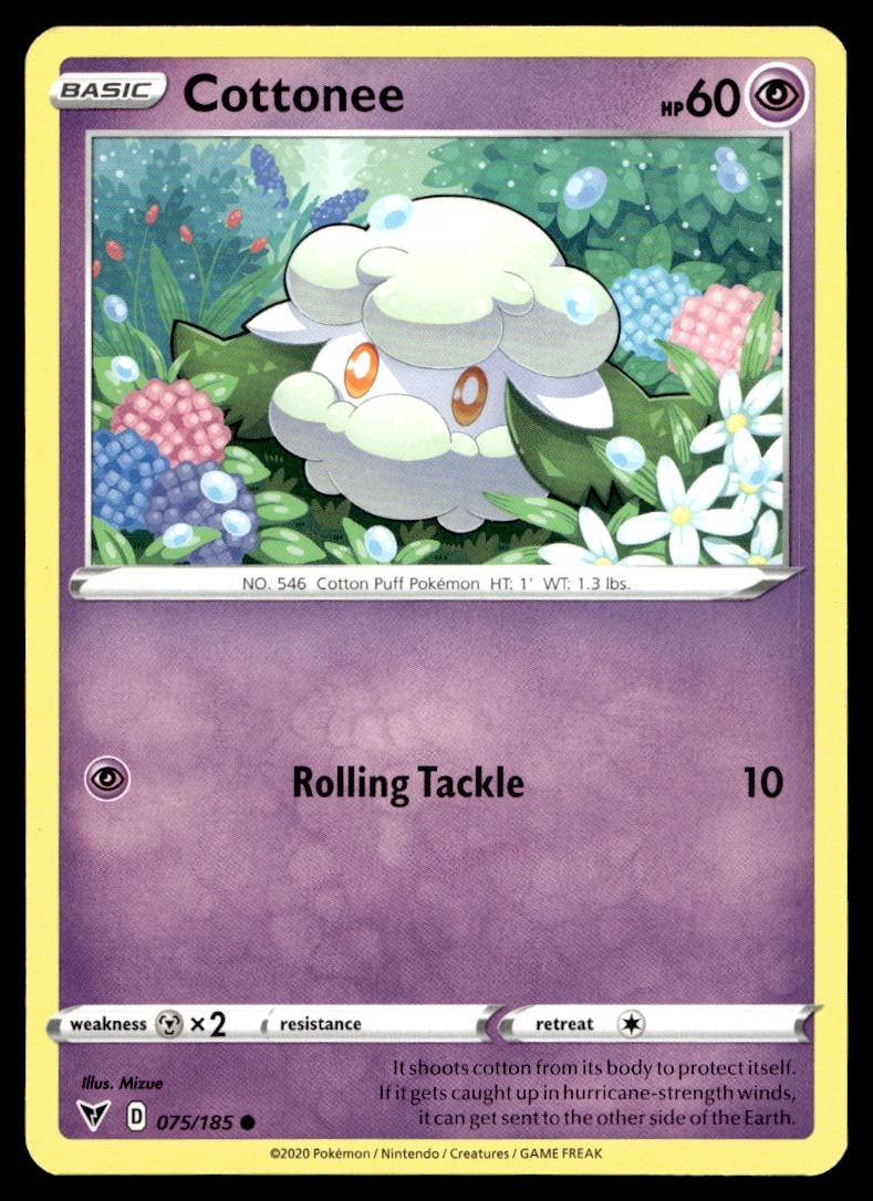 Cottonee 75/185 Pokemon Card Vivid Voltage Common 60 HP Near Mint KD