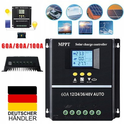 MPPT Solar Laderegler 60/80/100A Für 12V 24V 36V 48V Solar Panel Controller LCD