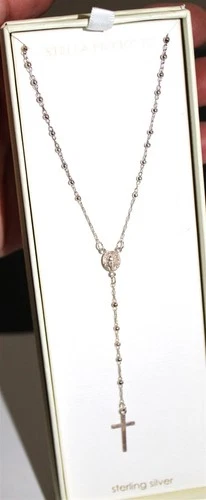 Beautiful sterling silver .925 mark rosary Necklace by STELLA PICCIOTTO Lot#146