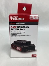 Hyper Tough HT Charger 2-USB Lithium Ion Battery Pack, 20 Volt 2 Ah - 80039