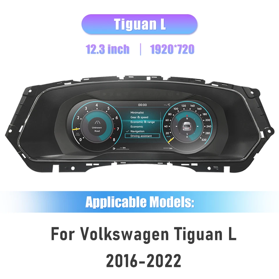12.3" LCD Digital Gauges Dashboard Cluster Speedometer For VW TIGUAN L 2016-2022 Foto 2 de 2