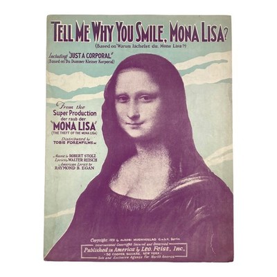 1931 Tell Me Why You Smile Mona Lisa from The Theft of the Mona Lisa Sheet Music