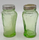 Vintage Salt & Pepper Shakers S&P Hazel Atlas Uranium Depression Glass