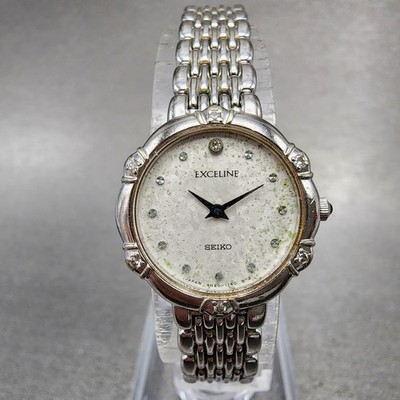 Seiko Exceline Watch Women 21mm White Dial Silver Tone Round 4N20