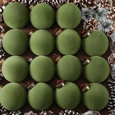 Liliful 15 Pcs Velvet Christmas Balls Bulk Flocked 3.15 Inch, Green