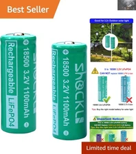 Rechargeable 18500 3.2V LiFePO4 Batteries (2-Pack) – Perfect for Solar Lights