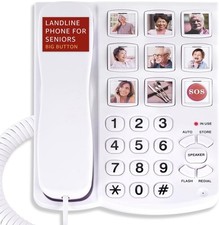 UVital LD-858 Corded Landline Big Button Phone for Elderly Home Hotel Office