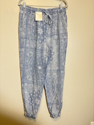 Thread & Supply Joggers Pants Bandana Paisley Washed Blue M 90s Y2K Boho Street
