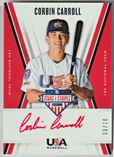 Corbin Carroll 2019 USA Baseball Stars & Stripes 18U Team Red Ink Auto #3/10