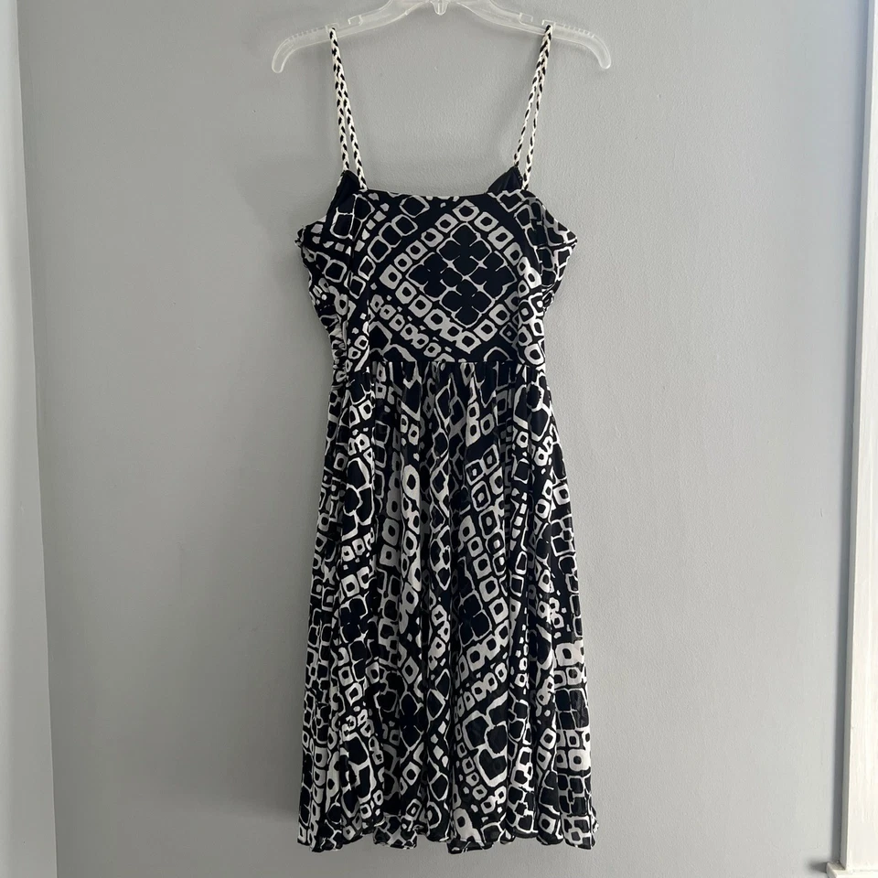 Vestido Acanalado Estampado Geométrico Sangría Talla 14P Malla Elastizado Cóctel Fiesta Forrado Foto 2 de 4