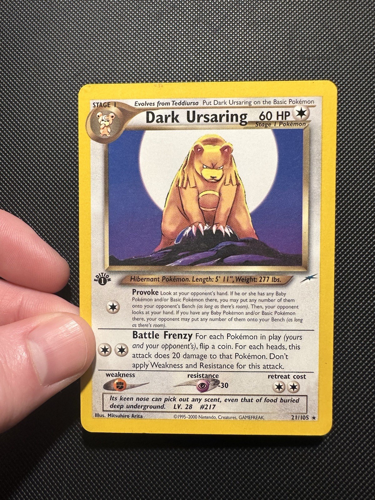 1st Edition Neo Destiny Dark Ursaring 21/105  WotC Vintage Pokemon Card