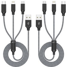 3 In 1 Multi Charging Cable 4 ft 2Pack Mfi Certified Fast Charger Cord