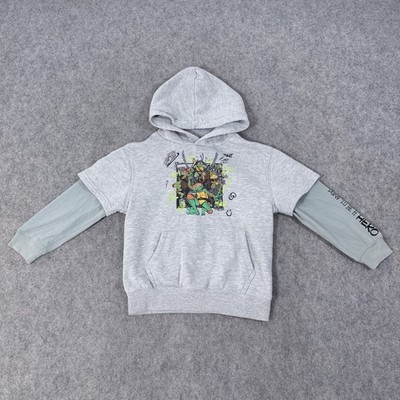 Teenage Mutant Ninja Turtles Long Sleeve Pullover Hoodie Youth Boy's Sz XS Gray