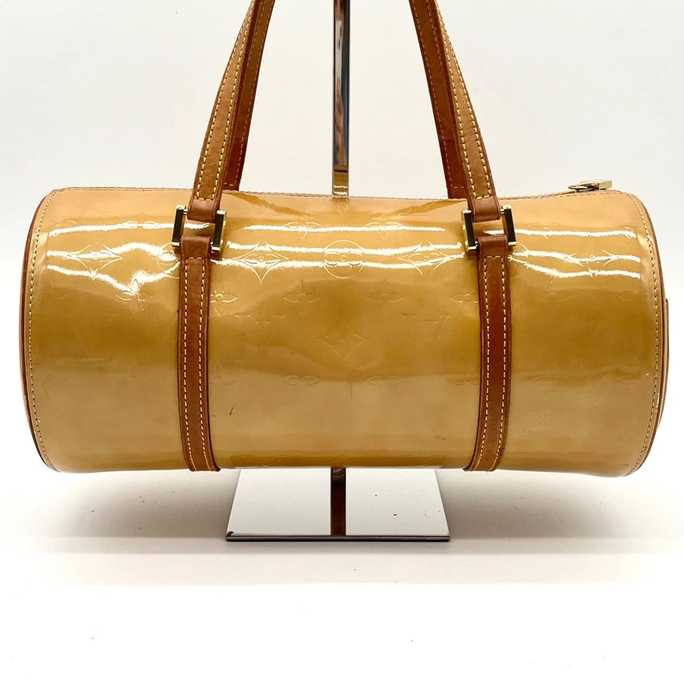 Louis Vuitton Vernis Monogram Yellow Patent Barrel Bag M91106 Vintage Authentic - Image 3 of 4