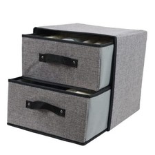 Linen Closet Organizer and Storage, Fabric Storage Drawer Organizer with 2 Gray