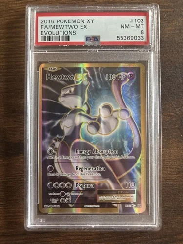 Mewtwo EX (Full Art) 103/108 Evolutions Holo PSA 8