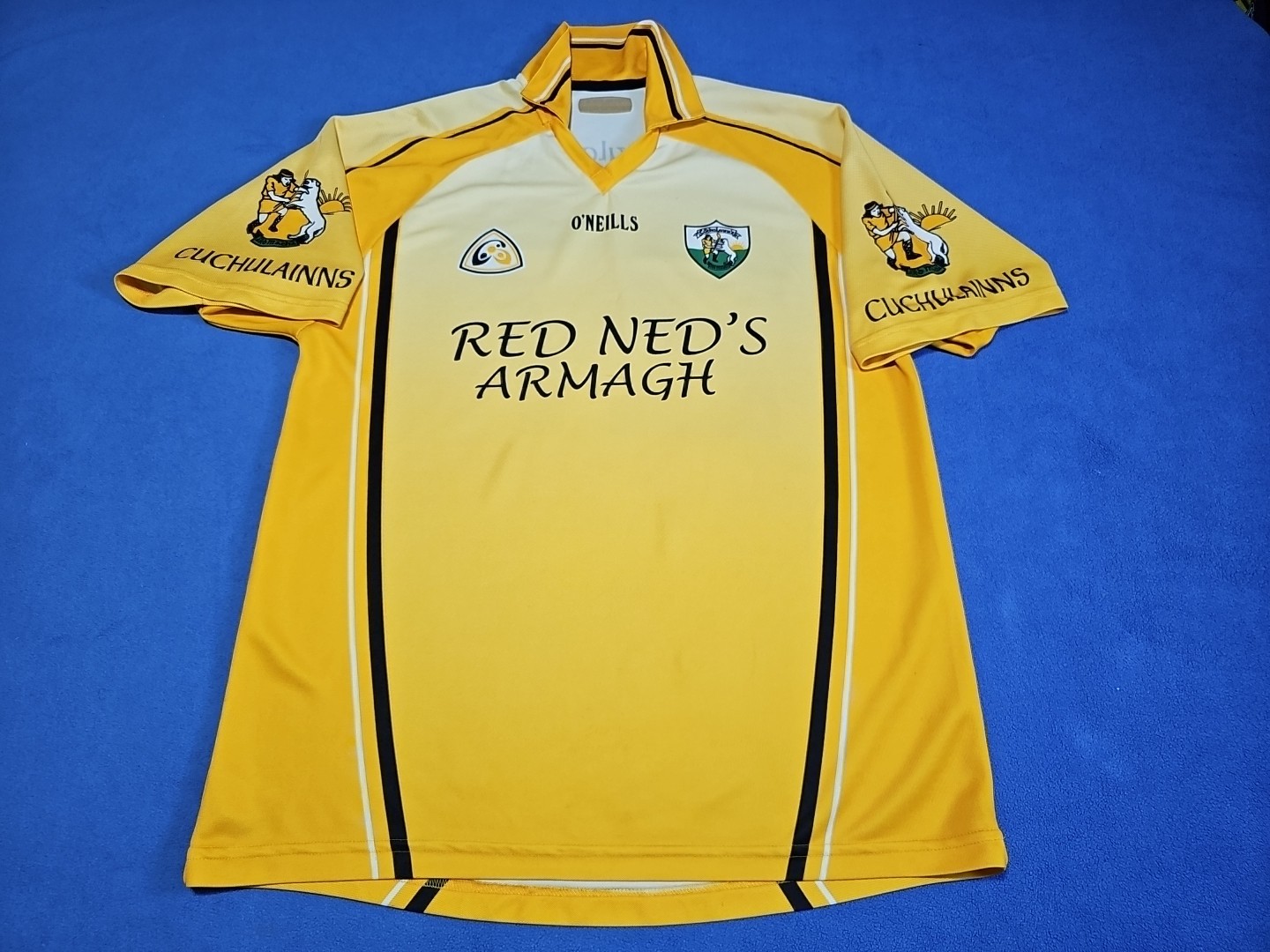VTG O’Neills RED NED'S ARMAGH CUCHULAINNS Jersey Shirt Yellow-See Measurements 