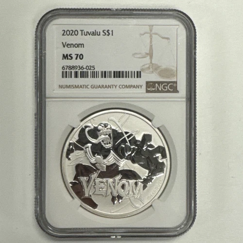 2020 Tuvalu $1 Marvel Venom 1oz Silver Coin NGC MS70.