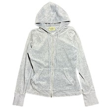 Vintage Juicy Couture Hoodie Large Velour Zip Up Hollywood Usa Made Y2K