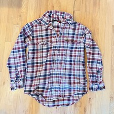 Wrangler Riggs Workwear Shirt Men Medium Red White Plaid Long Sleeve Button Down