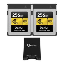 Lexar Gold Pro 256GB CFexpress Type-B Memory Card, 2-Pack with USB-C Card Reader