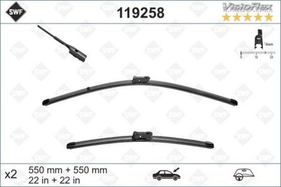 SWF Front Wiper Blade 2pcs 550 550 mm 22/22'' Fits VW Beetle Novo 5C1955425