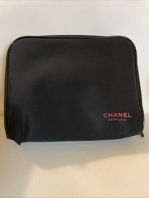 Chanel Parfums Black Makeup Cosmetic Bag Clutch Toiletries