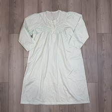 Miss Elaine Long Sleeve Night Gown Embroidered Seafoam Green Women  s XL