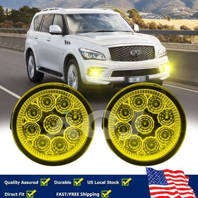 Pair Bumper LED Fogs Driving Lamps yellow For INFINITI QX80 2014